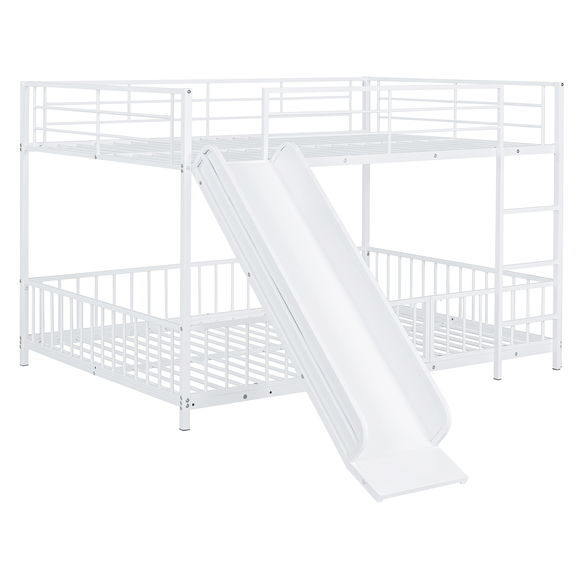 Full Over Full Size Metal Bunk Bed With Slide And Guardrails 7 Full Over Full Size Metal Bunk Bed With Slide And Guardrails
