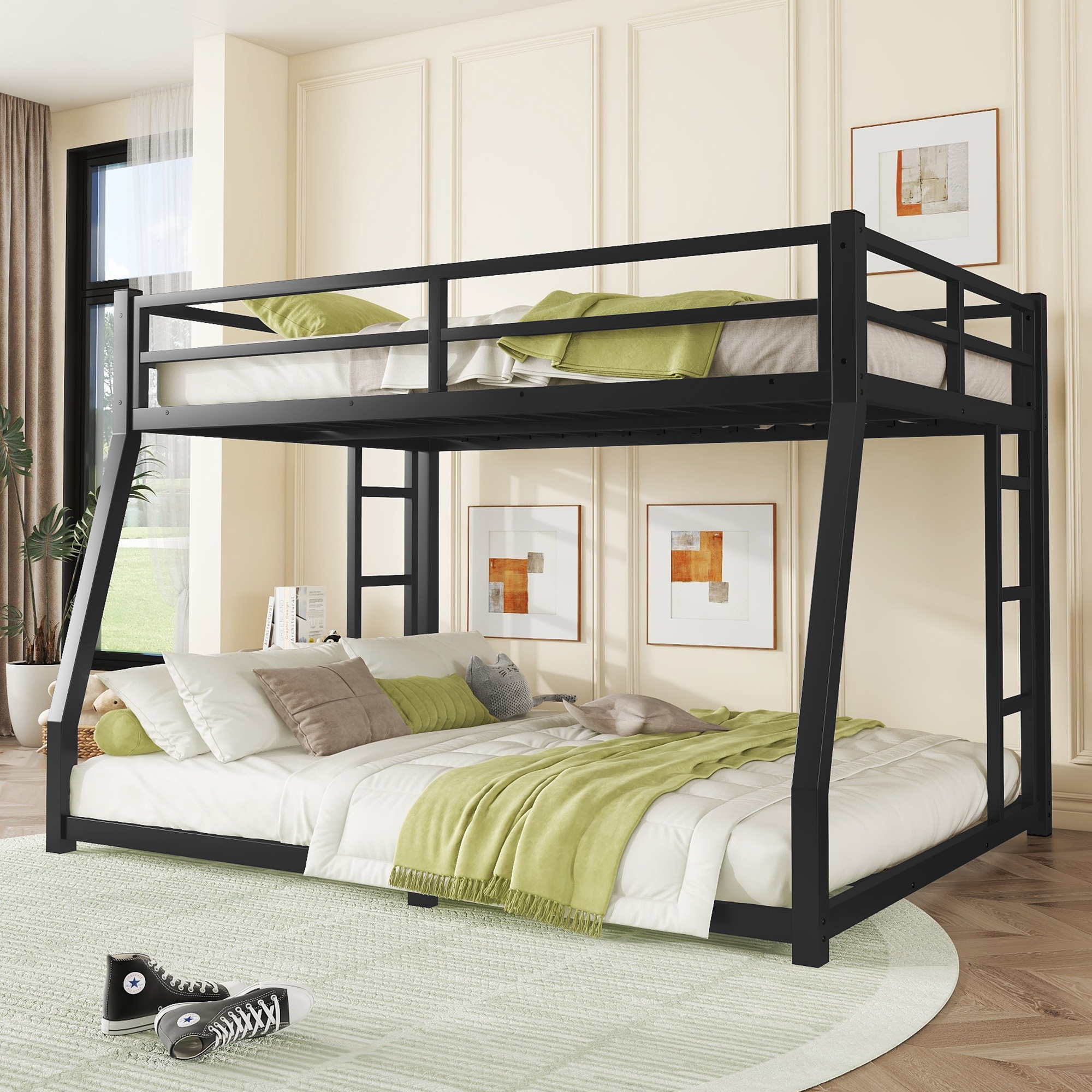 Metal Full XL over Queen Bunk Bed for Teens and Adults