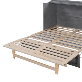 Solid Wooden Full Size Murphy Bed With Large Drawers