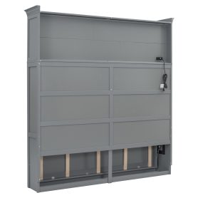 Queen Size Murphy Bed Wall Bed with Top Shelves & USB