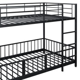 Twin over Twin Size Metal Bunk Bed with Slide and Guardrails