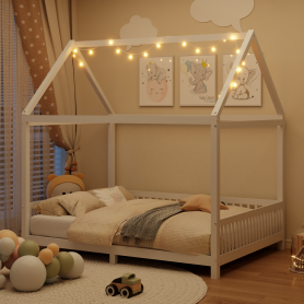 Twin Size House Bed with Guardrail and LED 28 Twin Size House Bed with Guardrail and LED