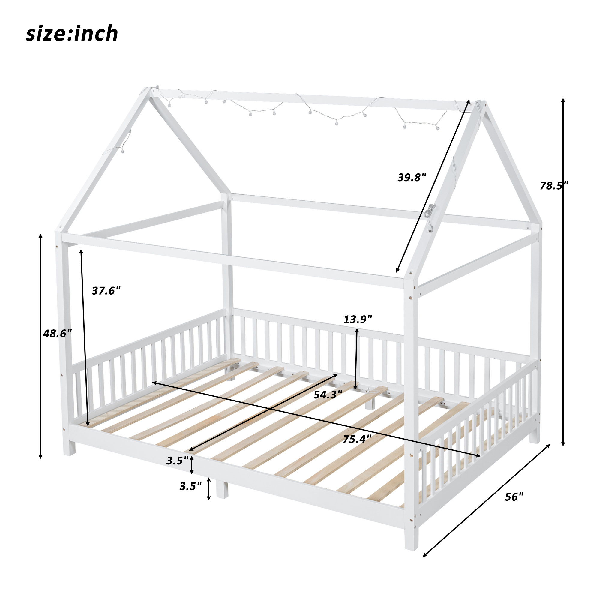 Twin Size House Bed with Guardrail and LED 16 Twin Size House Bed with Guardrail and LED