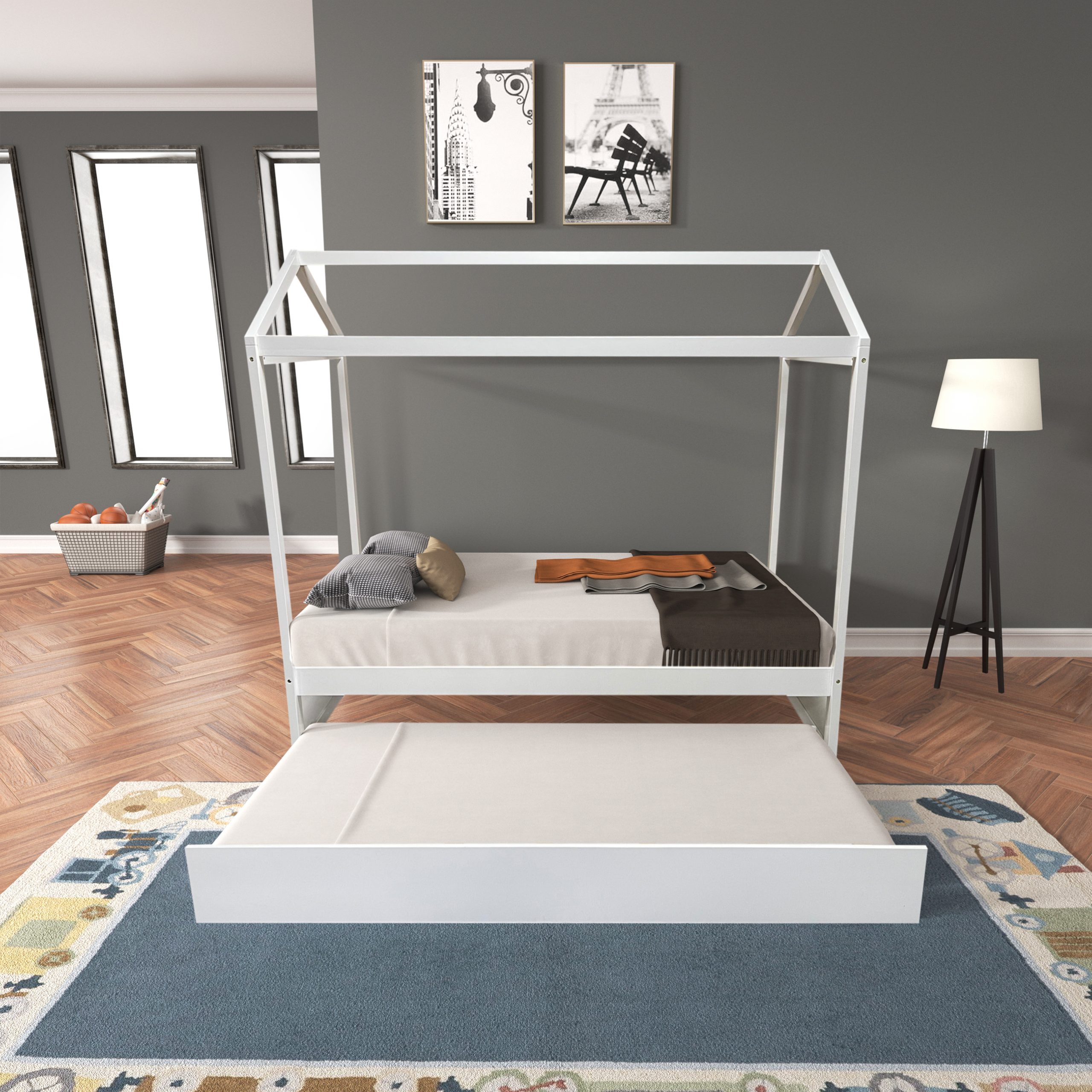 Twin House Bed With Trundle