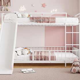 Full Over Full Size Metal Bunk Bed With Slide And Guardrails 43 Full Over Full Size Metal Bunk Bed With Slide And Guardrails