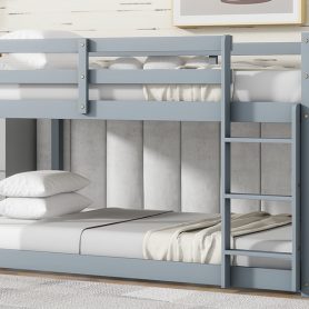 Solid Rubber Wooden Twin over Twin Loft Bed with Ladder ,Upper and Bottom Bed