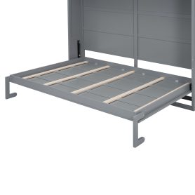Queen Size Murphy Bed Wall Bed with Top Shelves & USB