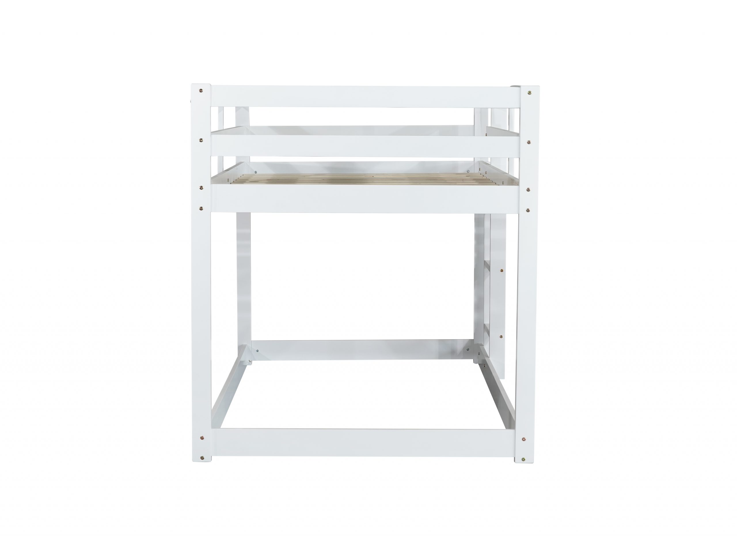 Solid Rubber Wooden Twin Over Twin Loft Bed With Ladder, Strenhened Slats