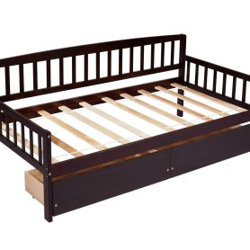 Pine Wood Twin-Size Daybed With Two Storage Drawers 41 Pine Wood Twin-Size Daybed With Two Storage Drawers