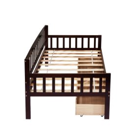 Pine Wood Twin-Size Daybed With Two Storage Drawers 39 Pine Wood Twin-Size Daybed With Two Storage Drawers