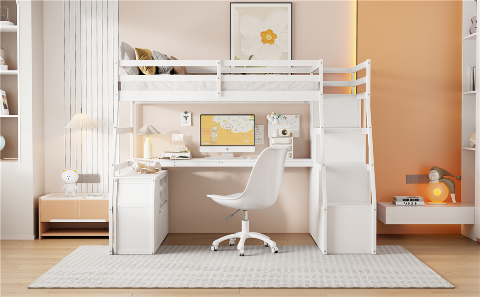 Full Size Loft Bed With 7 Drawers 2 Shelves And Desk 19 Full Size Loft Bed With 7 Drawers 2 Shelves And Desk