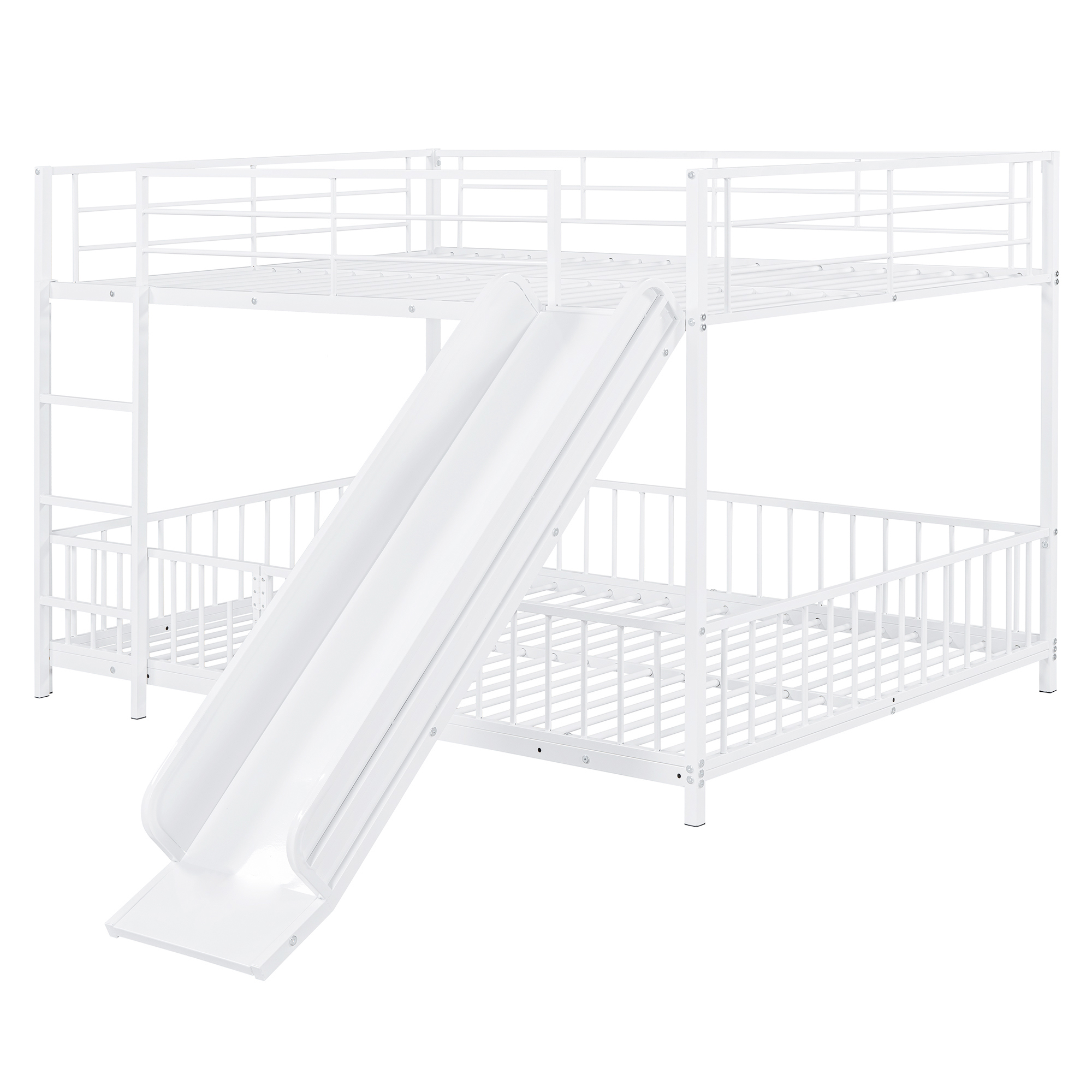 Full Over Full Size Metal Bunk Bed With Slide And Guardrails 6 Full Over Full Size Metal Bunk Bed With Slide And Guardrails