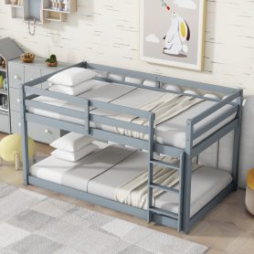 Solid Rubber Wooden Twin over Twin Loft Bed with Ladder ,Upper and Bottom Bed