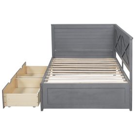 Twin Size Wood Daybed With 2 Drawers And Rustic Guardrail