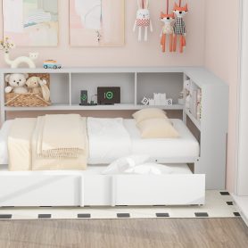 Metal Full Size Daybed with Trundle, Storage Cabinets and USB Ports