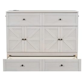 Full Size Murphy Bed with Large Drawers & USB Ports