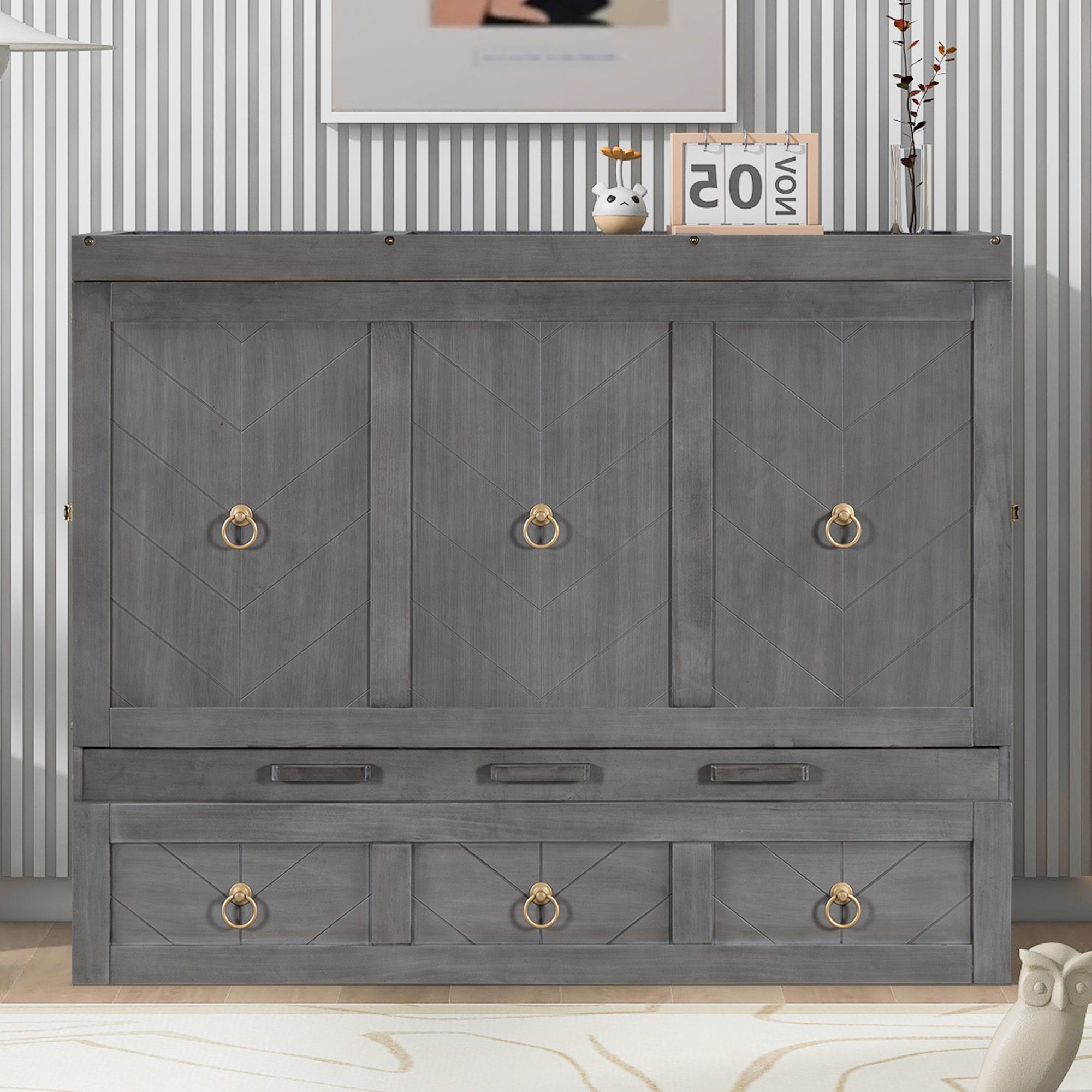 Full Size Murphy Bed with USB Port and a Large Drawer 4 Full Size Murphy Bed with USB Port and a Large Drawer