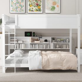 Queen over Queen Bunk Bed with Storage Cabinets and USB Ports 24 Queen over Queen Bunk Bed with Storage Cabinets and USB Ports