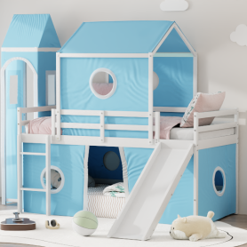 Twin Size Loft Bed with Slide, Tent and Tower 39 Twin Size Loft Bed with Slide, Tent and Tower