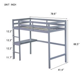 Twin High Loft Bed With Safety Guardrail, Built-in Desk, Ladder