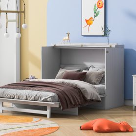 Full Size Murphy Bed with Large Drawers & USB Ports