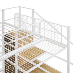 Twin Over Full Metal Bunk Bed with Wire Shelving and Lateral Storage Ladder and Wardrobe 23 Twin Over Full Metal Bunk Bed with Wire Shelving and Lateral Storage Ladder and Wardrobe