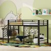 Twin Size Metal Low Loft Bed Frame With Storage Staircase And Iron Mesh 2 Twin Size Metal Low Loft Bed Frame With Storage Staircase And Iron Mesh