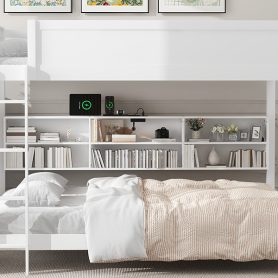 Queen over Queen Bunk Bed with Storage Cabinets and USB Ports 30 Queen over Queen Bunk Bed with Storage Cabinets and USB Ports