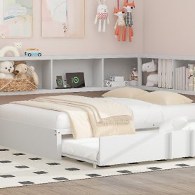 Metal Full Size Daybed with Trundle, Storage Cabinets and USB Ports