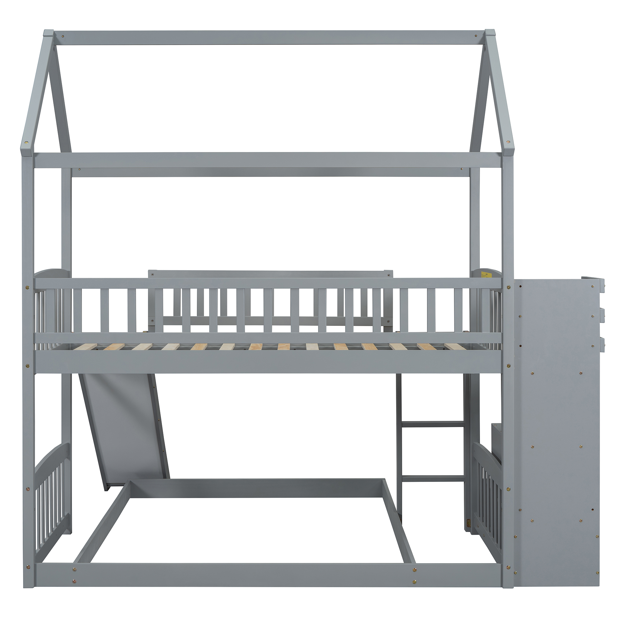 House Shape Twin Over Twin Bunk Bed With Two Drawers, Staircase And Slide 17 House Shape Twin Over Twin Bunk Bed With Two Drawers, Staircase And Slide