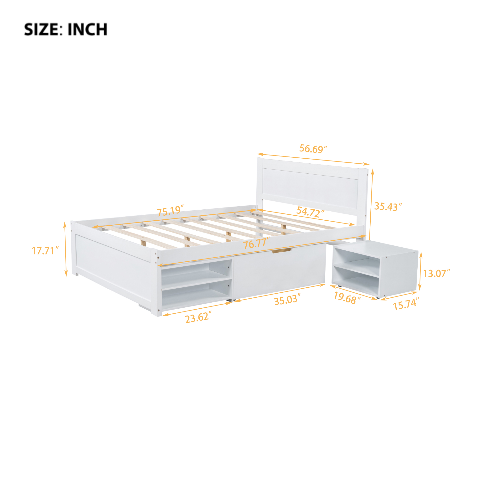 Full Size Platform Bed With Drawer And Two Shelves 6 Full Size Platform Bed With Drawer And Two Shelves