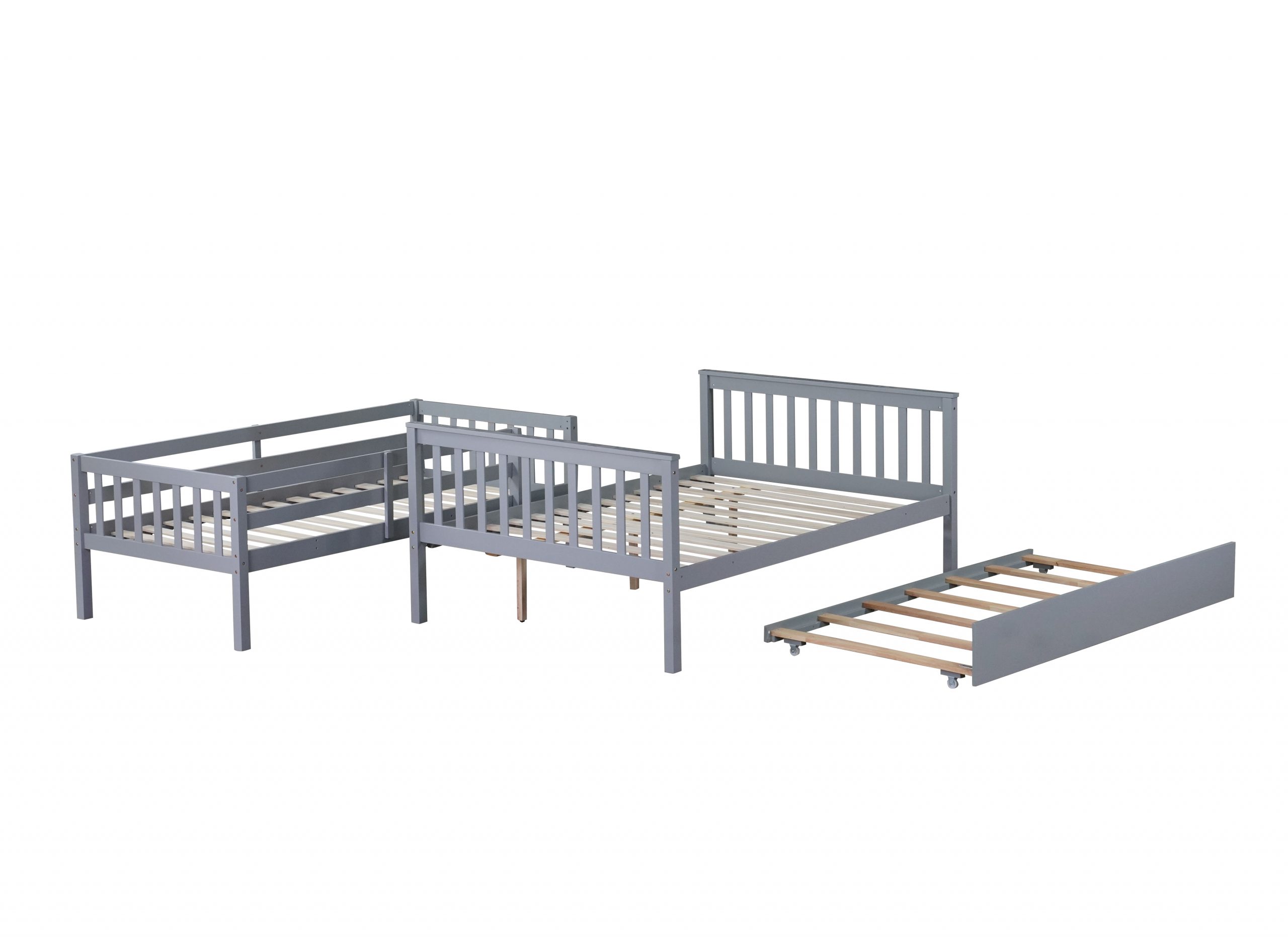 Detachable Twin Over Full Bunk Bed With Trundle, Convertible Ladder And Guardrail 9 Detachable Twin Over Full Bunk Bed With Trundle, Convertible Ladder And Guardrail