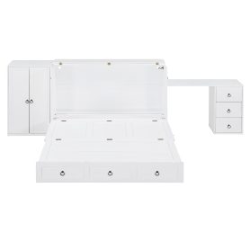 Queen Size Murphy Bed with USB Port, Large Drawer, and Wardrobe/Desk Combo