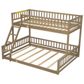 Twin XL over Queen Bunk Bed with Ladder and Guardrails