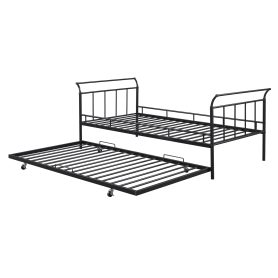 Twin Size Metal Daybed with Curved Handle Design and Twin Size Trundle 21 Twin Size Metal Daybed with Curved Handle Design and Twin Size Trundle