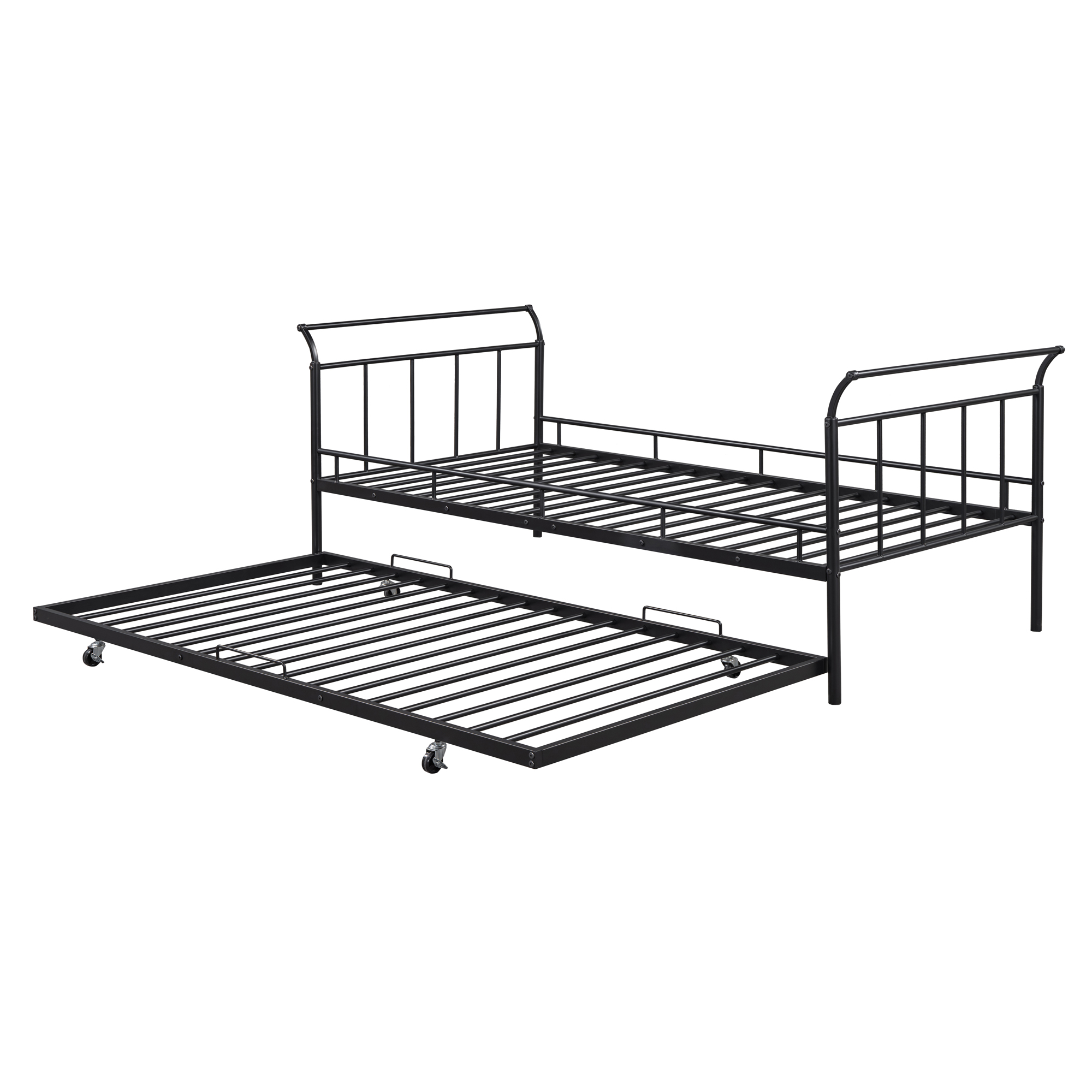Twin Size Metal Daybed with Curved Handle Design and Twin Size Trundle 7 Twin Size Metal Daybed with Curved Handle Design and Twin Size Trundle