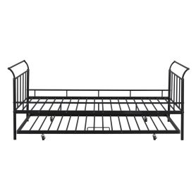 Twin Size Metal Daybed with Curved Handle Design and Twin Size Trundle 19 Twin Size Metal Daybed with Curved Handle Design and Twin Size Trundle