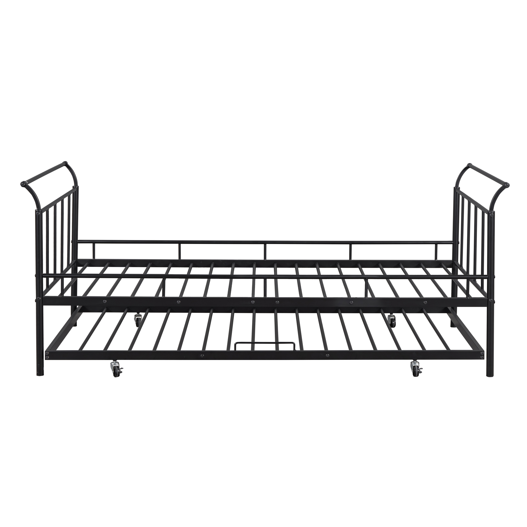 Twin Size Metal Daybed with Curved Handle Design and Twin Size Trundle 5 Twin Size Metal Daybed with Curved Handle Design and Twin Size Trundle