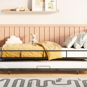 Twin Size Metal Daybed with Curved Handle Design and Twin Size Trundle 31 Twin Size Metal Daybed with Curved Handle Design and Twin Size Trundle