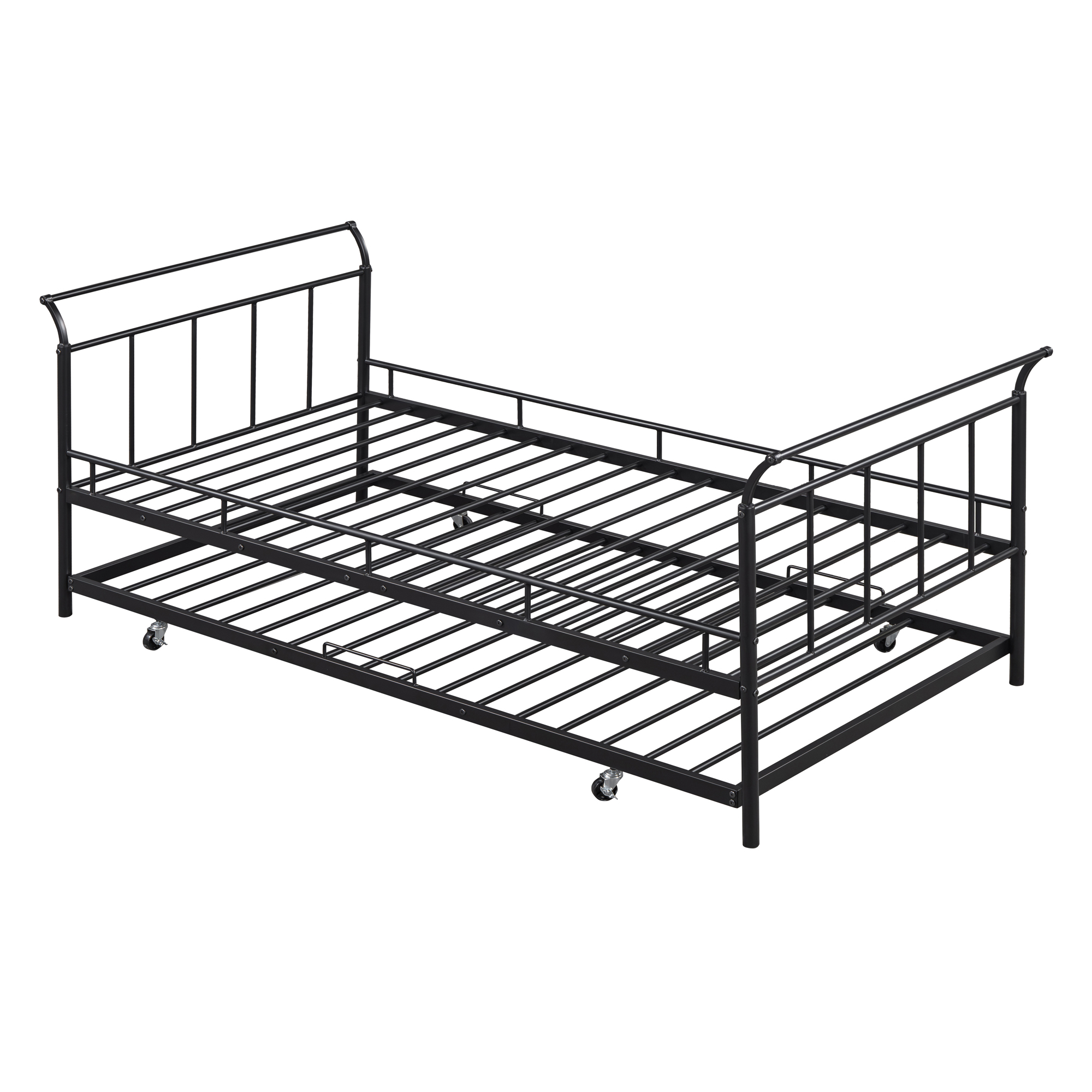 Twin Size Metal Daybed with Curved Handle Design and Twin Size Trundle 6 Twin Size Metal Daybed with Curved Handle Design and Twin Size Trundle