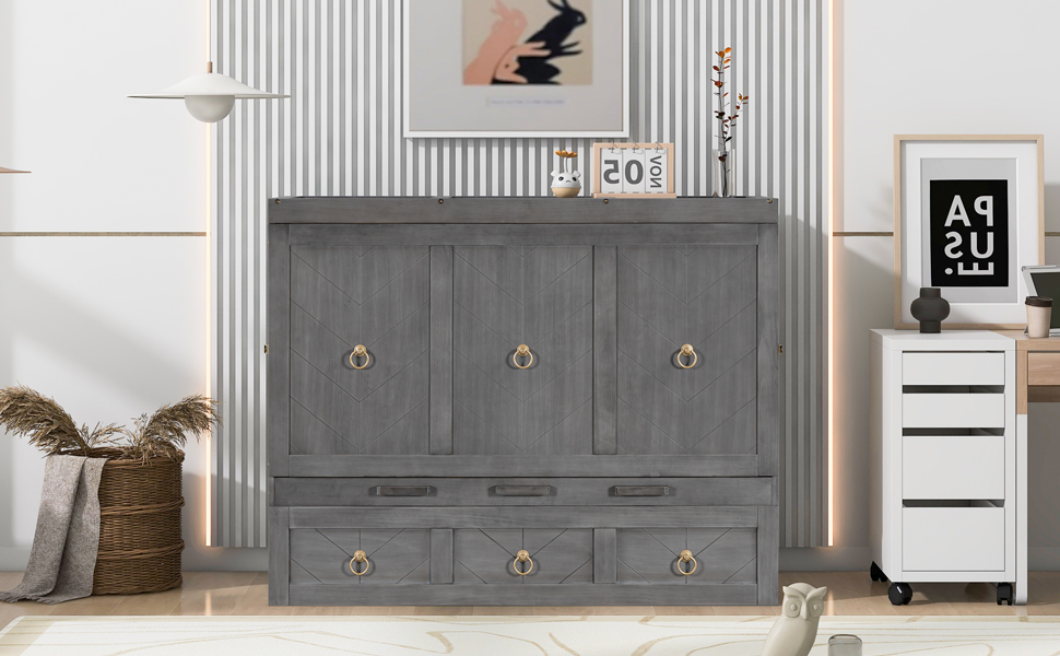 Full Size Murphy Bed with USB Port and a Large Drawer 25 Full Size Murphy Bed with USB Port and a Large Drawer