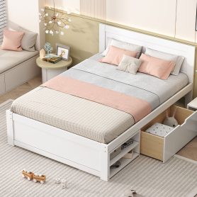 Full Size Platform Bed With Drawer And Two Shelves 32 Full Size Platform Bed With Drawer And Two Shelves