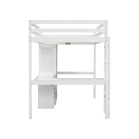 Full Size High Loft Bed with Desk, Storage Shelves and Drawers, Built-in Ladder 47 Full Size High Loft Bed with Desk, Storage Shelves and Drawers, Built-in Ladder