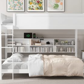 Queen over Queen Bunk Bed with Storage Cabinets and USB Ports 26 Queen over Queen Bunk Bed with Storage Cabinets and USB Ports