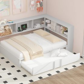 Metal Full Size Daybed with Trundle, Storage Cabinets and USB Ports