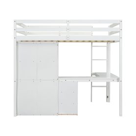 Full Size High Loft Bed with Desk, Storage Shelves and Drawers, Built-in Ladder 46 Full Size High Loft Bed with Desk, Storage Shelves and Drawers, Built-in Ladder
