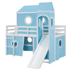 Twin Size Loft Bed with Slide, Tent and Tower 30 Twin Size Loft Bed with Slide, Tent and Tower
