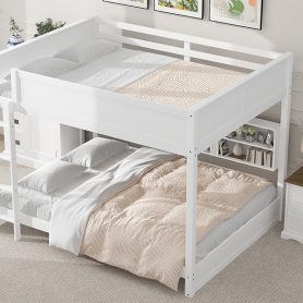 Queen over Queen Bunk Bed with Storage Cabinets and USB Ports 28 Queen over Queen Bunk Bed with Storage Cabinets and USB Ports