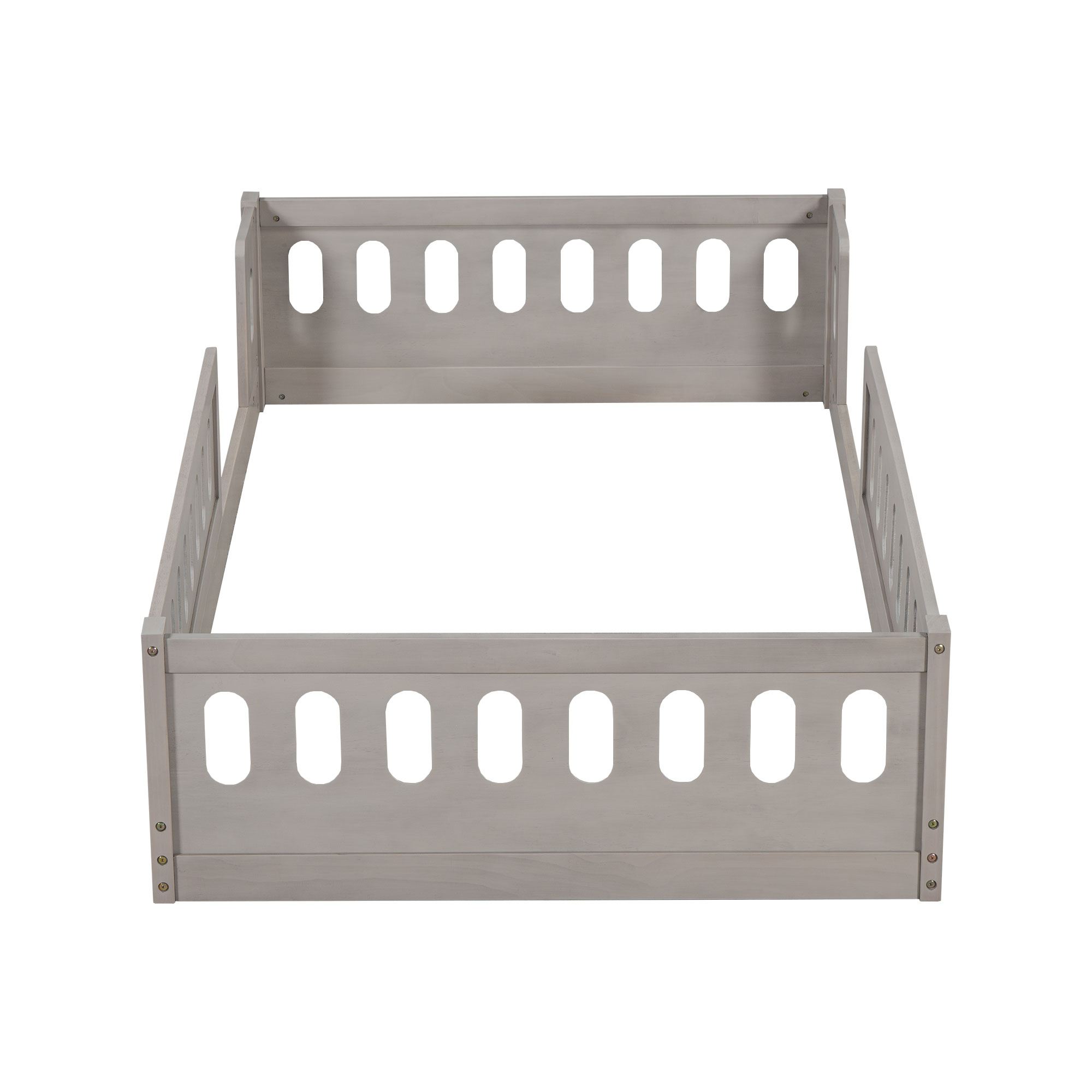 Wood Twin Size Upholstered Platform Bed with Guardrail 18 Wood Twin Size Upholstered Platform Bed with Guardrail