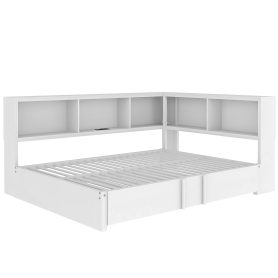 Metal Full Size Daybed with Trundle, Storage Cabinets and USB Ports